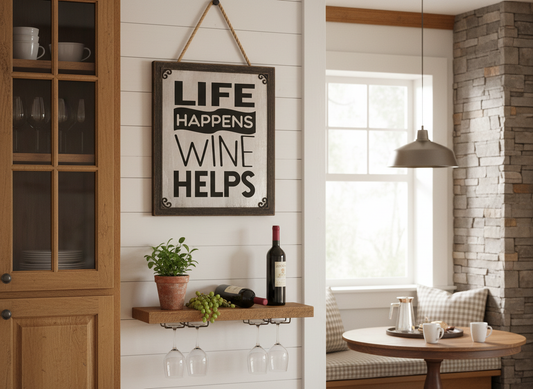 Life Happens, Wine Helps SVG-Cricut, Silhouette, Sublimation Cut File Canada-Funny Wine Quote Design-Instant Download
