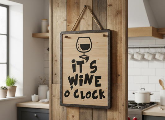 It's Wine O'Clock SVG-Cricut, Silhouette, Sublimation Cut File Canada-Funny Wine Quote Design (Digital Download)
