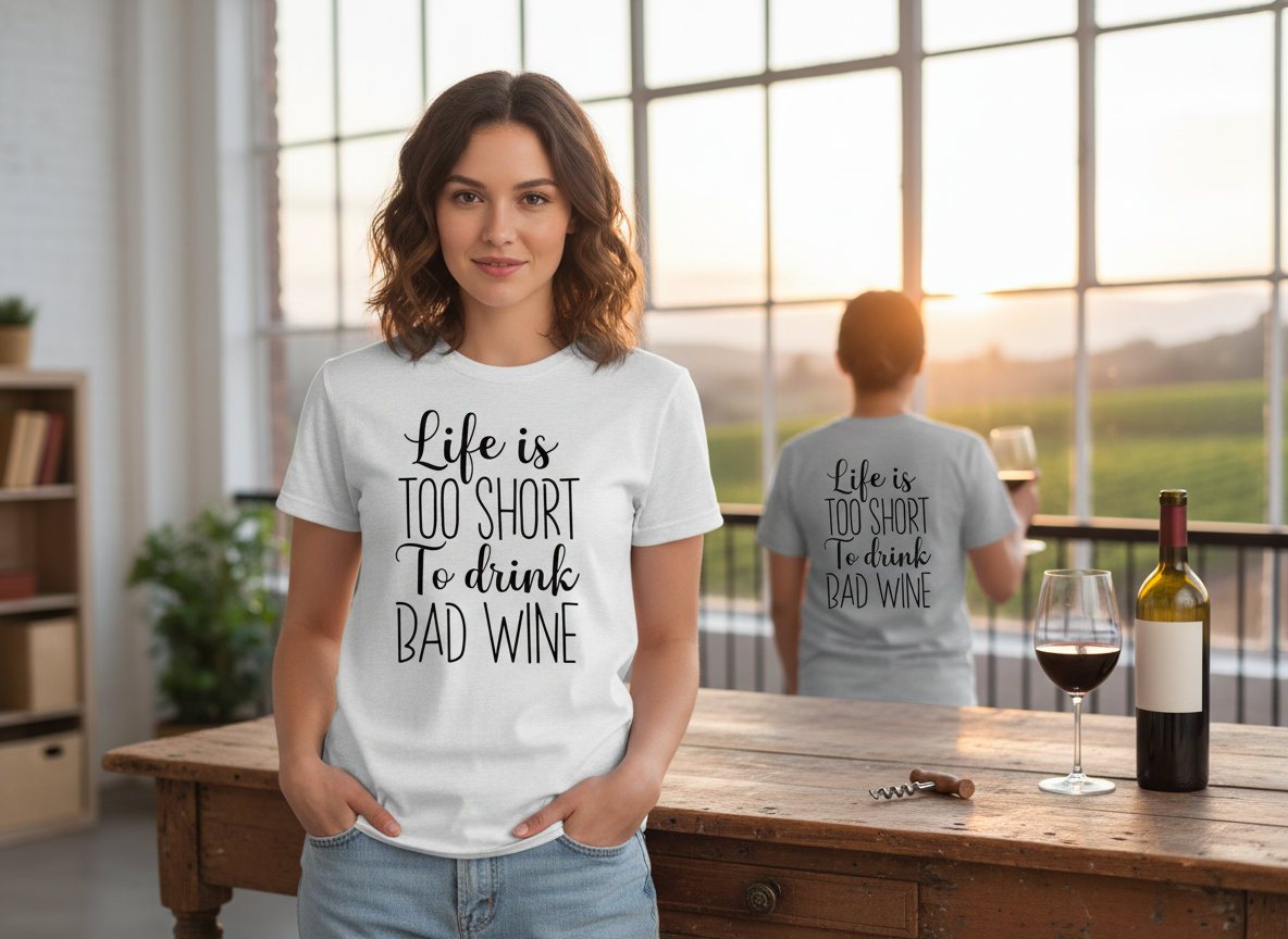 Life Is Too Short To Drink Bad Wine SVG-Cricut, Silhouette, Sublimation Cut File Canada-Funny Wine Quote Design-Instant Download