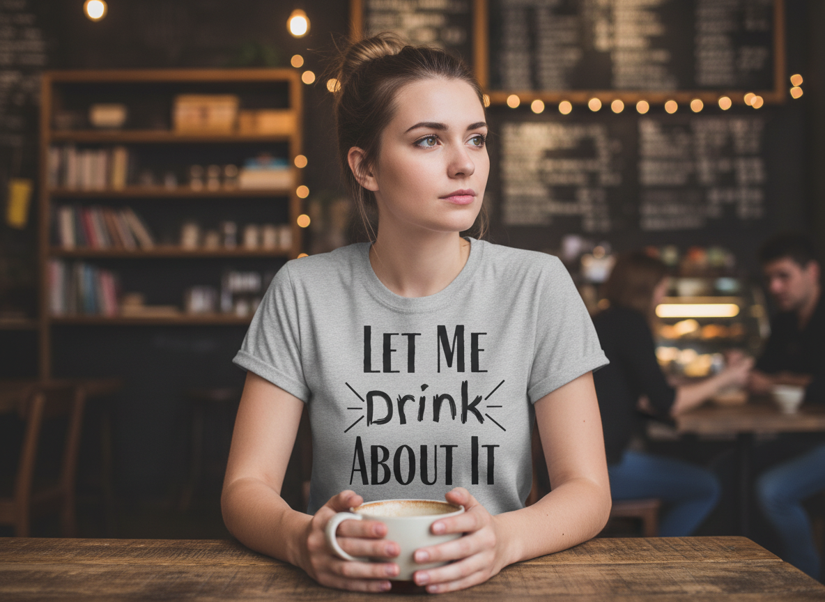 Funny 'Let Me Drink About It' SVG-Cricut, Silhouette, Sublimation Cut File Canada-Drinking Quote Design (Digital Download)