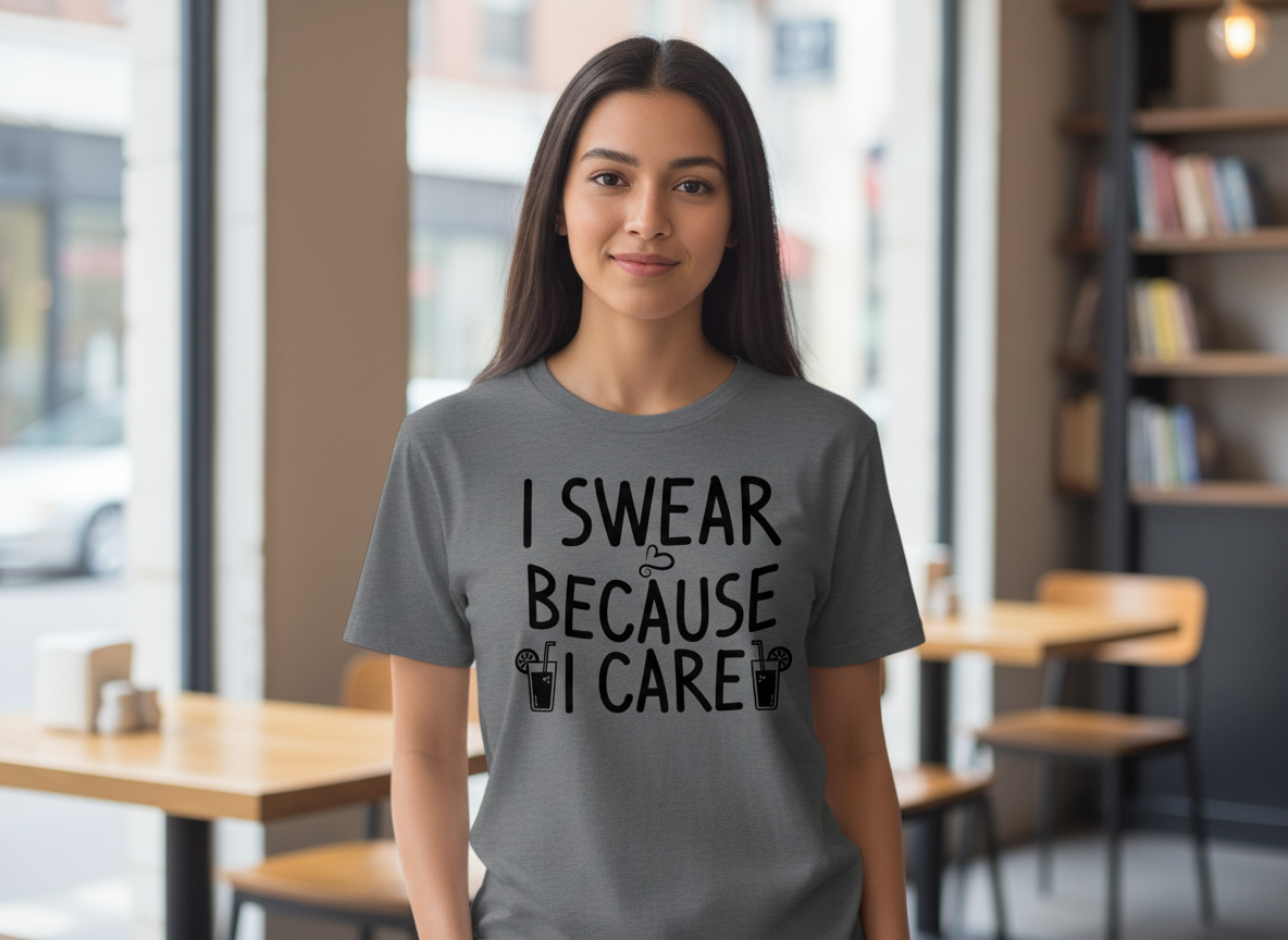 I Swear Because I Care SVG-Cricut, Silhouette, Sublimation Cut File Canada-Funny Quote Graphic (Digital Download)