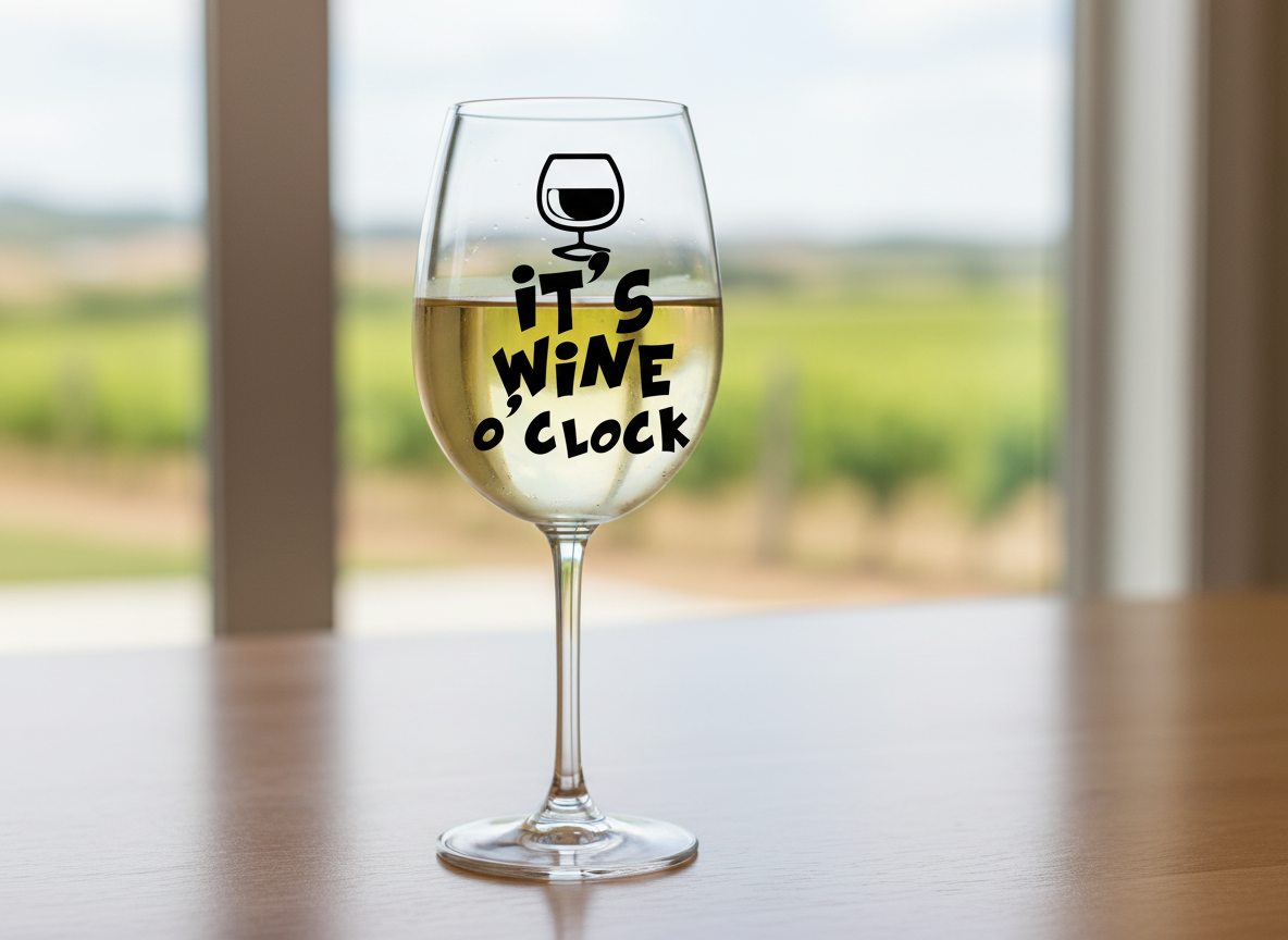 It's Wine O'Clock SVG-Cricut, Silhouette, Sublimation Cut File Canada-Funny Wine Quote Design (Digital Download)