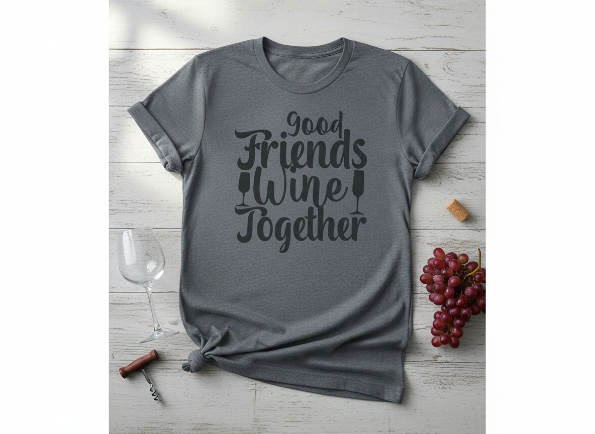 Funny Wine Quote SVG-Cricut, Silhouette, Sublimation Cut File Canada-Good Friends Wine Together Graphic (Instant Download)