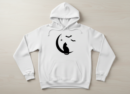 Black Cat on Crescent Moo- Halloween Silhouette SVG-Cricut, Silhouette, Sublimation Cut File Canada-digital download