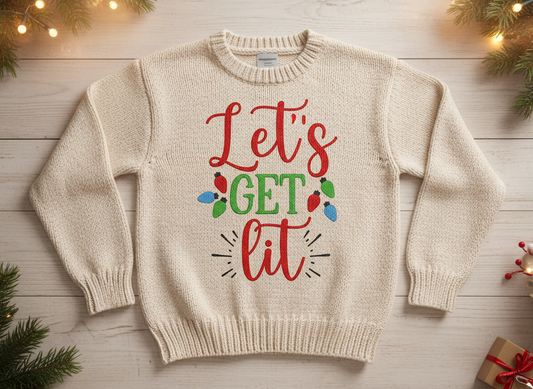 Let's Get Lit SVG-Cricut, Silhouette, Sublimation Cut File Canada-Funny Christmas Lights Quote (Digital Download)