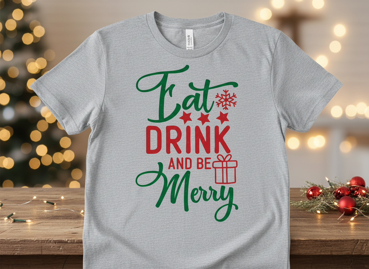 Eat Drink and Be Merry SVG-Cricut, Silhouette, Sublimation Cut File Canada-Christmas Quote, Festive Holiday (Digital Download)