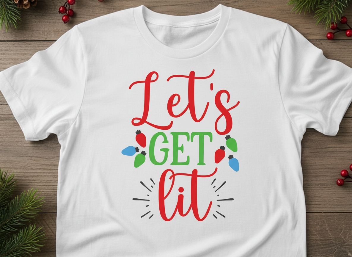 Let's Get Lit Christmas Lights SVG-Cricut, Silhouette, Sublimation Cut File Canada-Holiday Party Cut File (Digital Download)