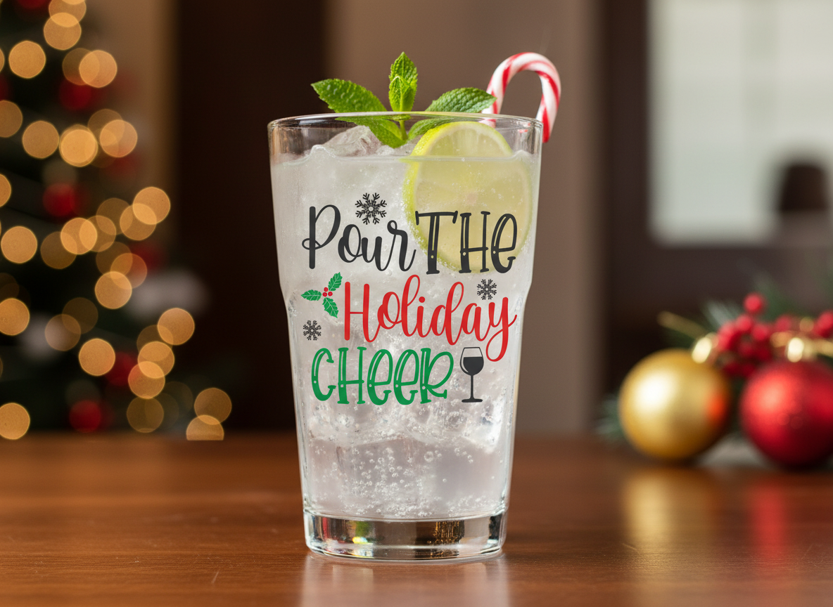 Pour the Holiday Cheer SVG-Cricut, Silhouette, Sublimation Cut File Canada-Christmas Wine Quote (Digital Download)