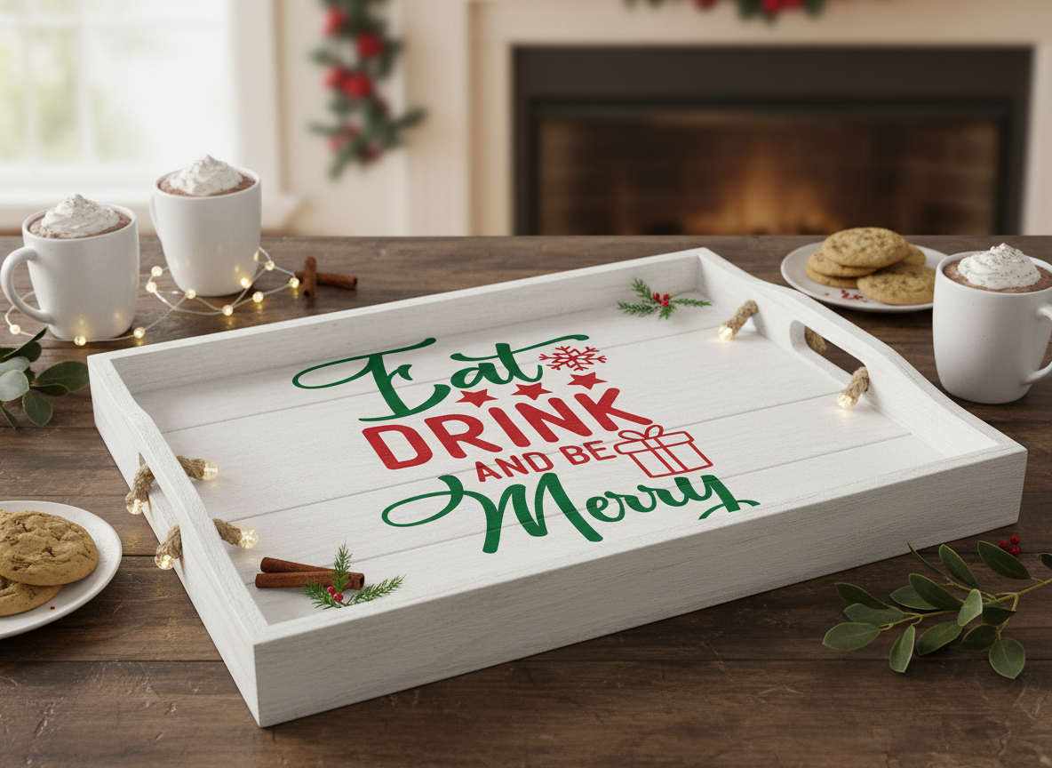 Eat Drink Be Merry Christmas SVG-Cricut, Silhouette, Sublimation Cut File Canada-Festive Holiday Cut File (Digital Download)