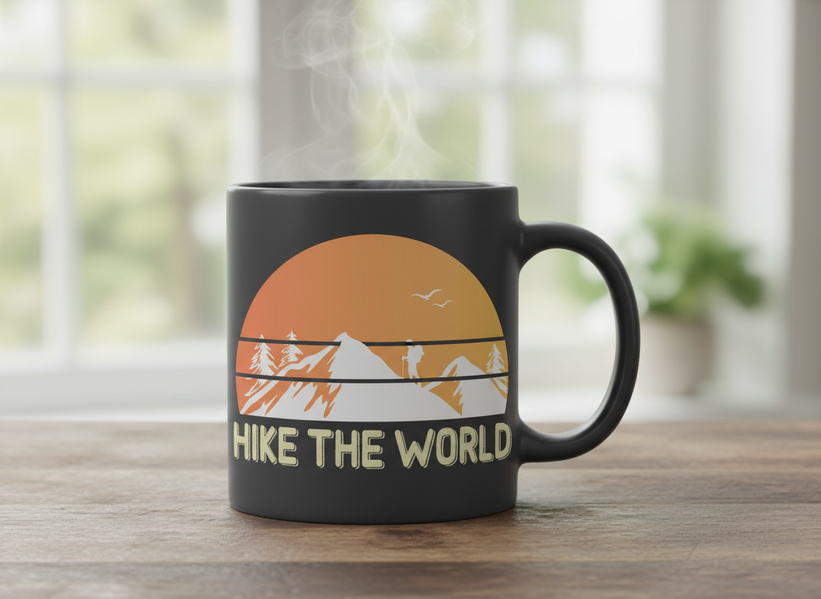 Hike the World Mountain SVG-Cricut, Silhouette, Sublimation Cut File Canada-Outdoor Adventure Quote (Digital Download)