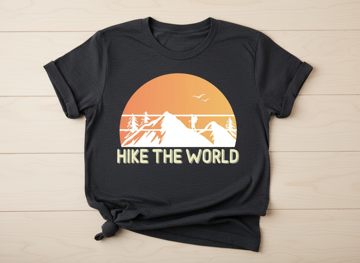 Hike the World Mountain SVG-Cricut, Silhouette, Sublimation Cut File Canada-Outdoor Adventure Quote (Digital Download)