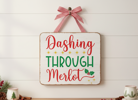 Dashing Through Merlot SVG-Cricut, Silhouette, Sublimation Cut File Canada-Funny Christmas Wine Quote (Digital Download)