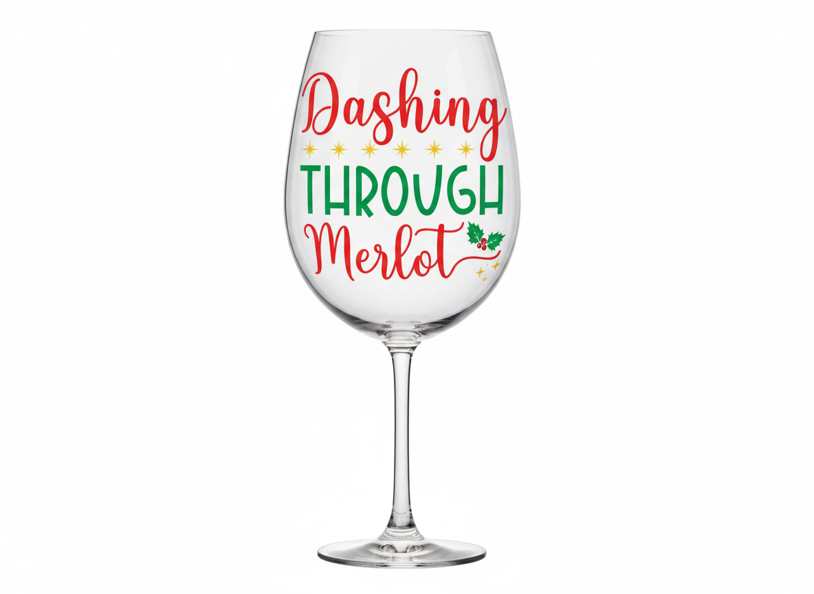 Dashing Through Merlot SVG-Cricut, Silhouette, Sublimation Cut File Canada-Funny Christmas Wine Quote (Digital Download)