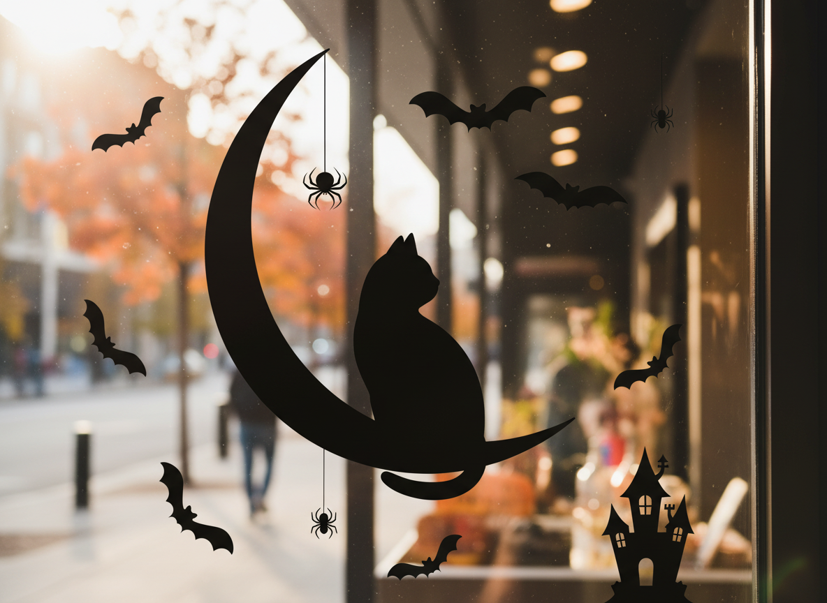 Black Cat on Crescent Moo- Halloween Silhouette SVG-Cricut, Silhouette, Sublimation Cut File Canada-digital download