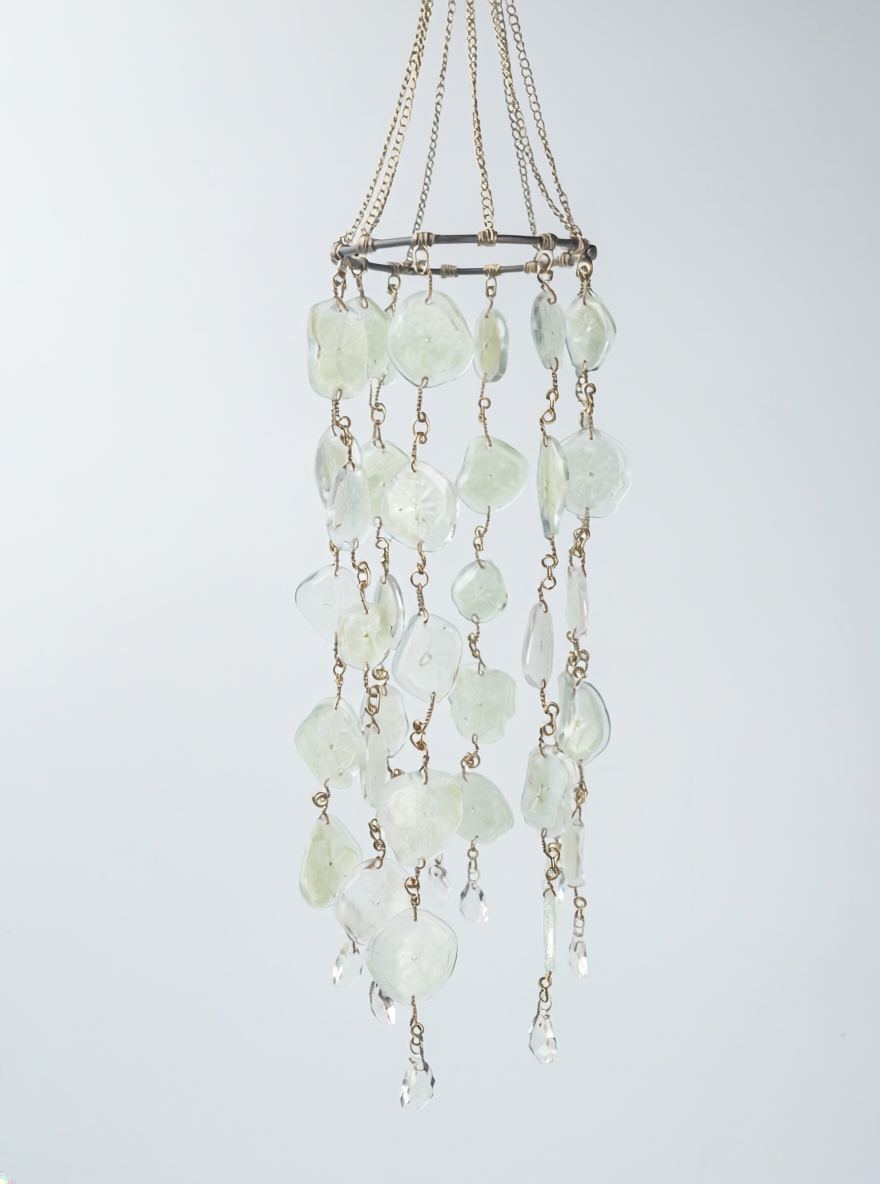 Resin Floral Suncatcher – Dried Flower Hanging Decor – Handmade Window Sun Catcher with Crystals – Boho Home Decor