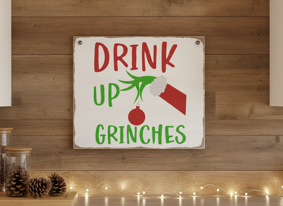 Drink Up Grinches SVG-Cricut, Silhouette, Sublimation Cut File Canada-Funny Christmas Wine Quote (Digital Download)