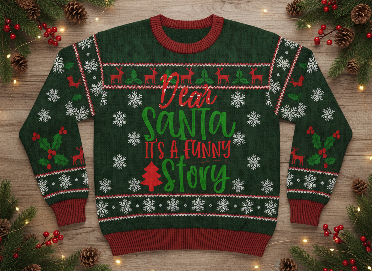Funny Christmas Quote-Cricut, Silhouette, Sublimation Cut File Canada-Dear Santa It's a Funny Story (Digital Download)