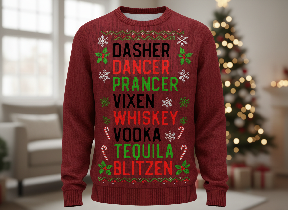 Funny Christmas Reindeer Names SVG-Cricut, Silhouette, Sublimation Cut File Canada-Holiday Alcohol Humor (Digital Download)