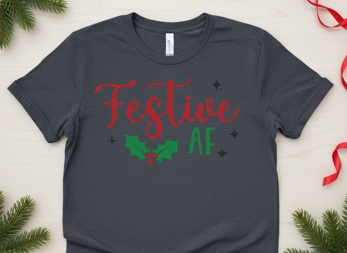 Festive AF Christmas SVG-Cricut, Silhouette, Sublimation Cut File Canada-Funny Holiday Quote (Digital Download)
