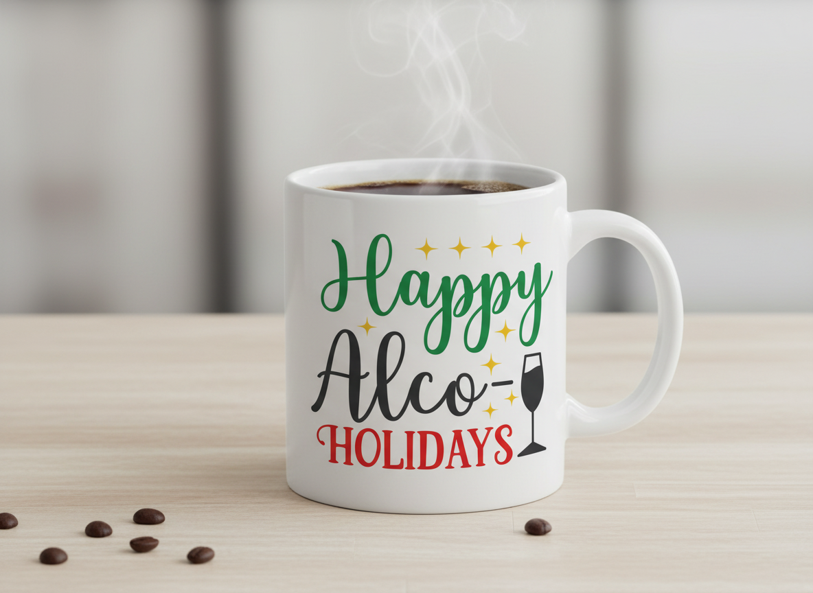 Happy Alco-Holidays SVG-Cricut, Silhouette, Sublimation Cut File Canada-Funny Christmas Wine Lover Cut File (Digital Download)