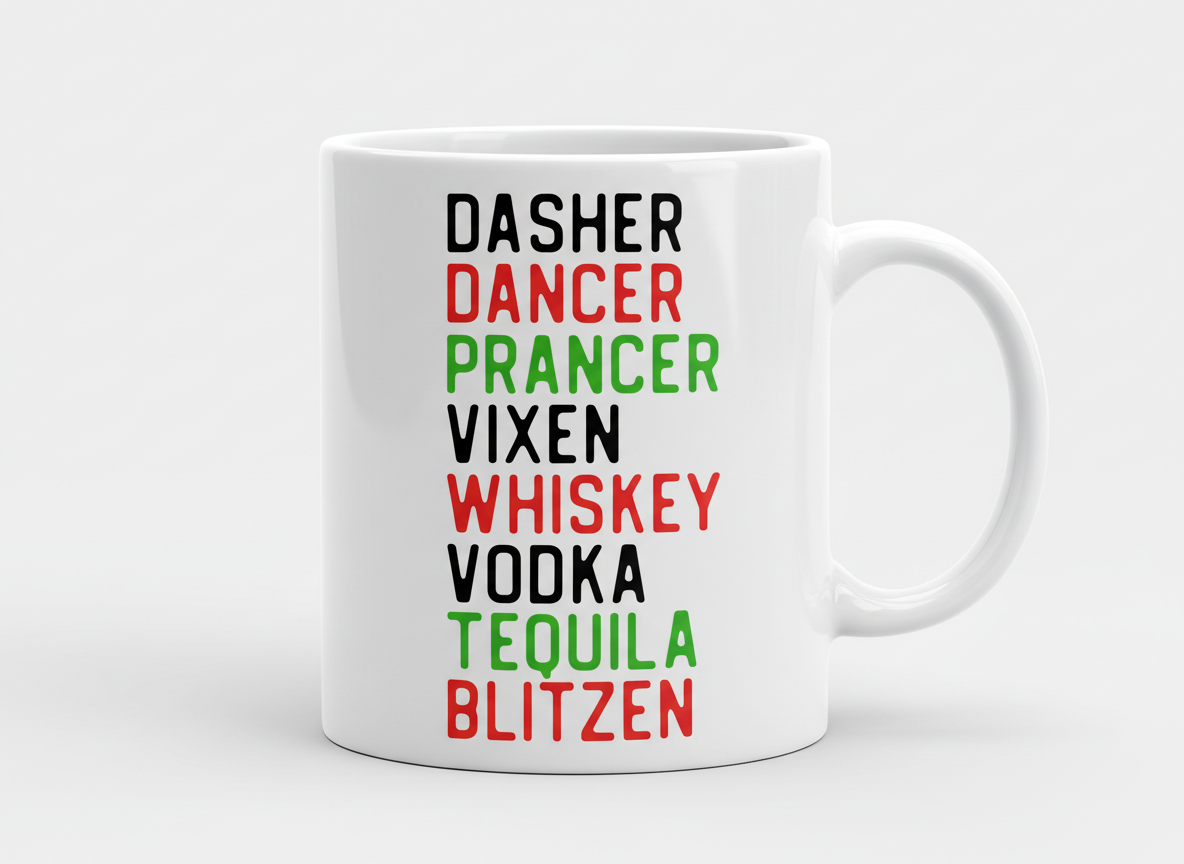 Funny Christmas Reindeer Names SVG-Cricut, Silhouette, Sublimation Cut File Canada-Holiday Alcohol Humor (Digital Download)