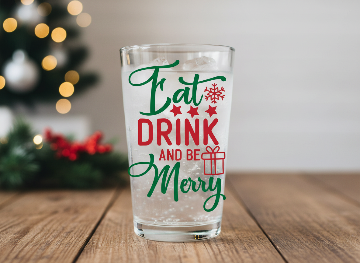 Eat Drink Be Merry Christmas SVG-Cricut, Silhouette, Sublimation Cut File Canada-Festive Holiday Cut File (Digital Download)