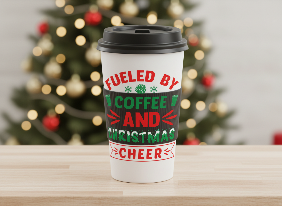 Coffee and Christmas Cheer SVG-Cricut, Silhouette, Sublimation Cut File Canada-Holiday Cut File (Digital Download)