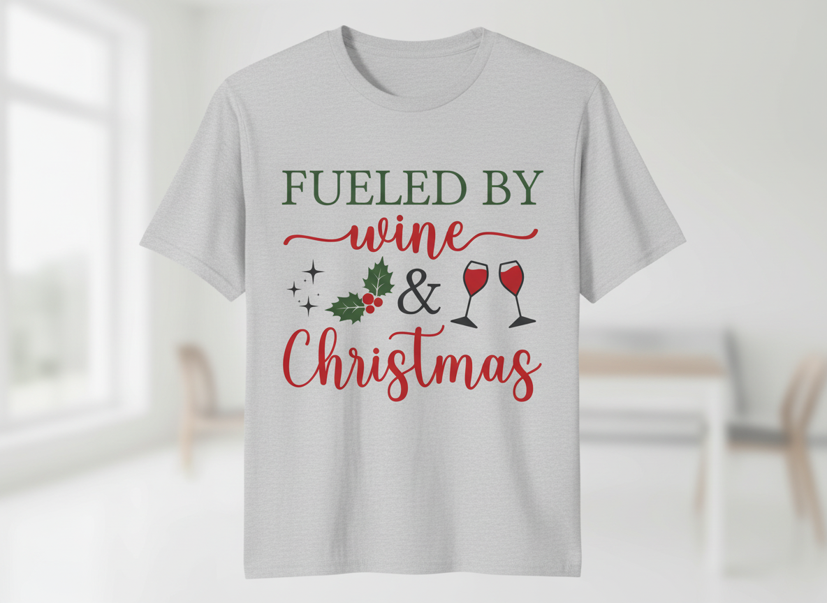 Fueled by Wine and Christmas SVG-Cricut, Silhouette, Sublimation Cut File Canada-Funny Holiday Quote (Digital Download)