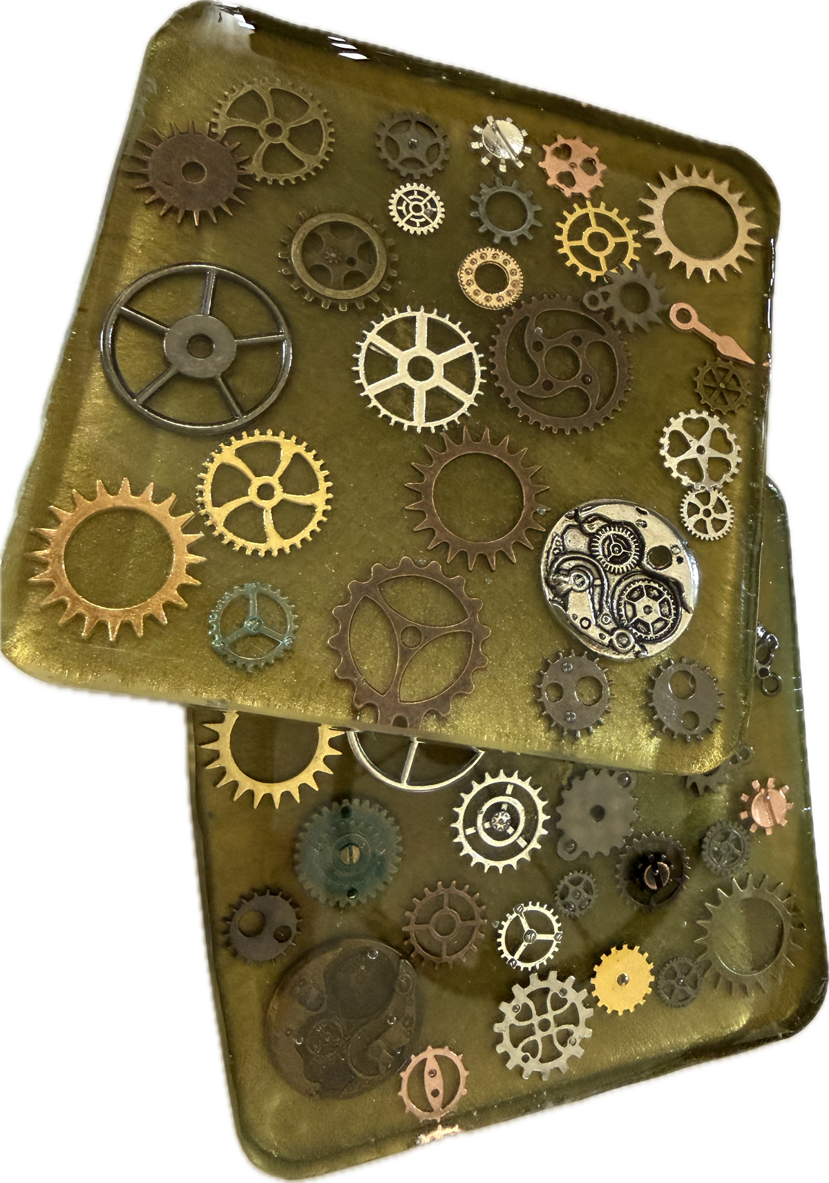 Steampunk Resin Coasters-Handmade Gear and Industrial Design-Unique Gothic Home Décor Canada