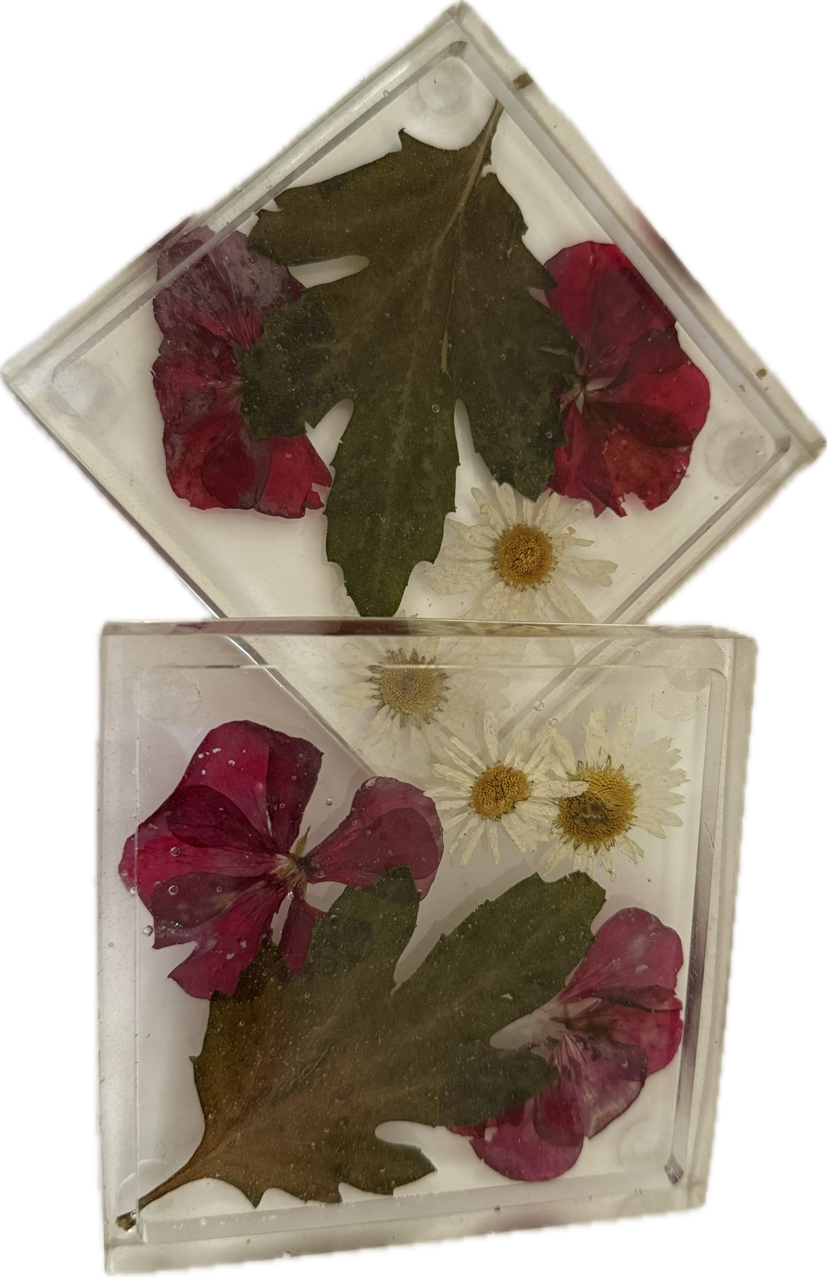Handmade Floral Resin Coasters-Real Pressed Flowers and Mica Accents-Botanical Home Décor Canada