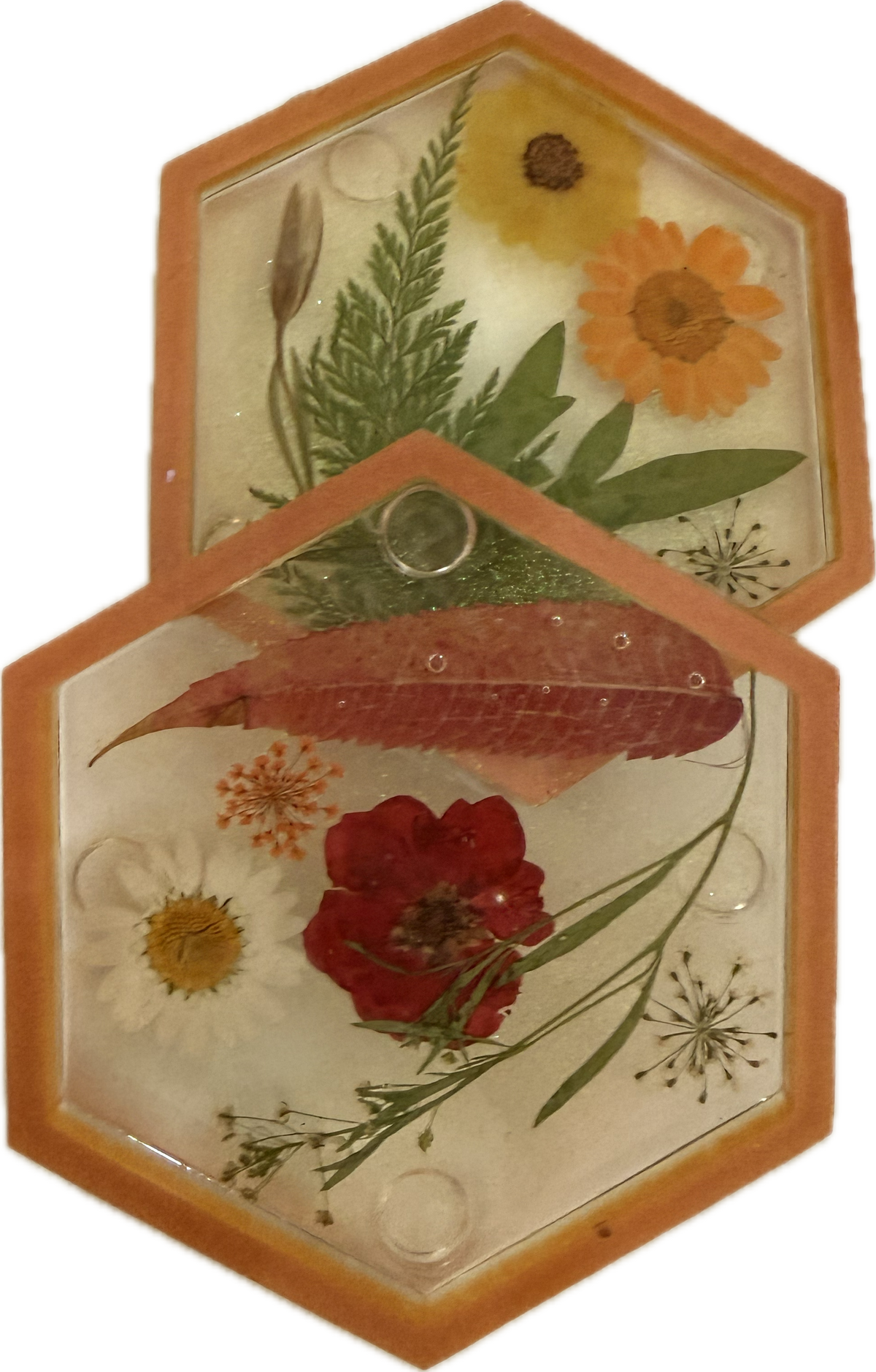 Handmade Floral Resin Coasters-Real Pressed Flowers and Mica Accents-Botanical Home Décor Canada