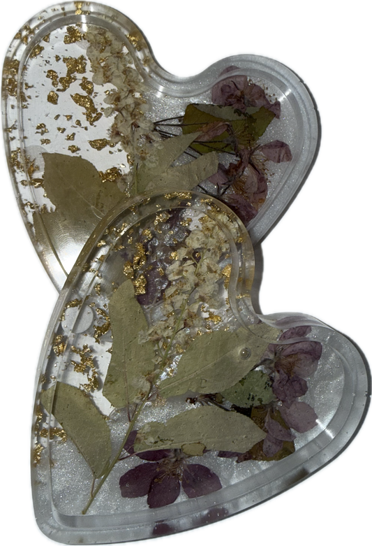 Handmade Floral Resin Coasters-Real Pressed Flowers,Mica, Gold Leaf Accents-Botanical Home Décor Canada