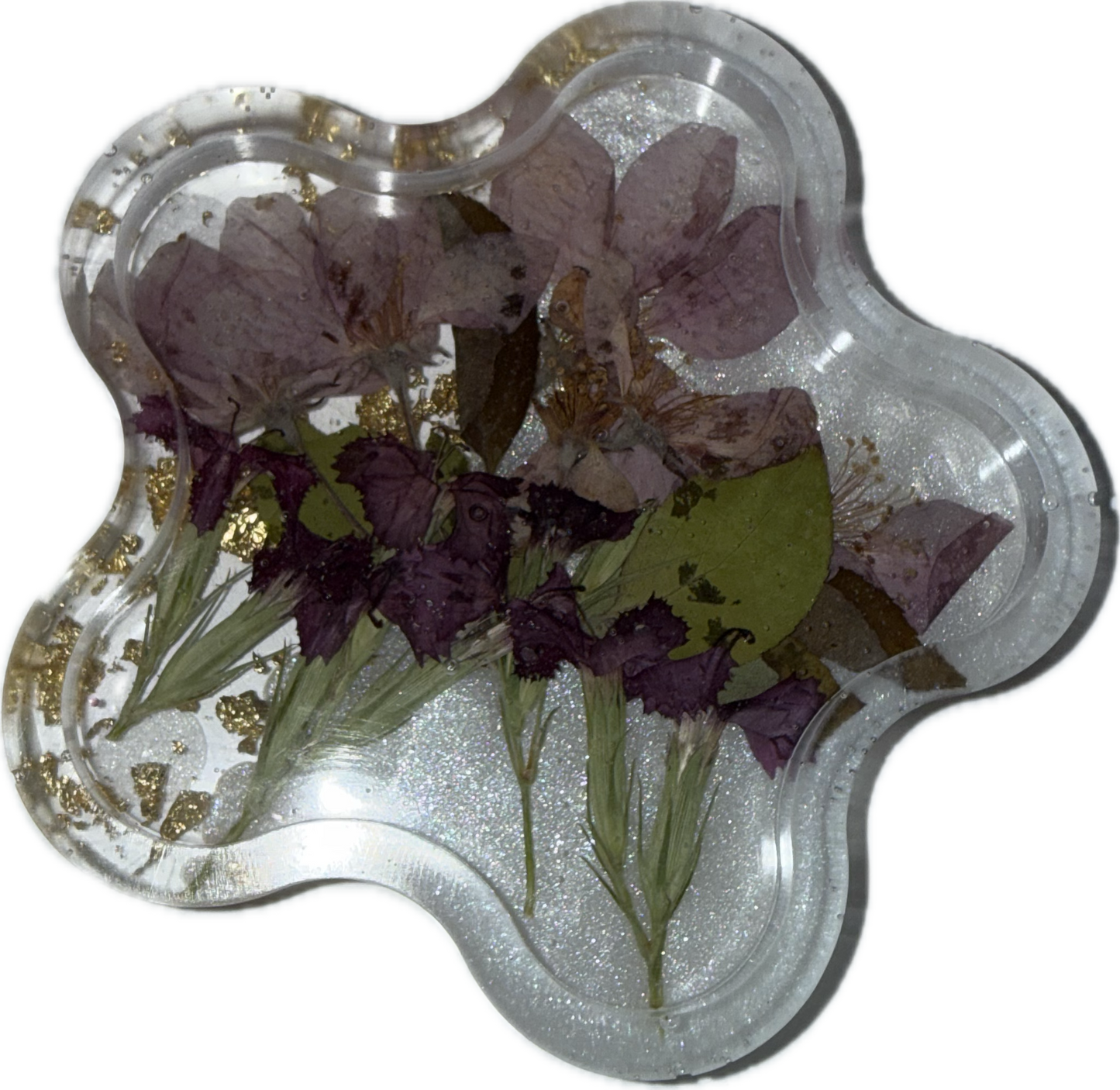 Handmade Floral Resin Coasters-Real Pressed Flowers,Mica, Gold Leaf Accents-Botanical Home Décor Canada