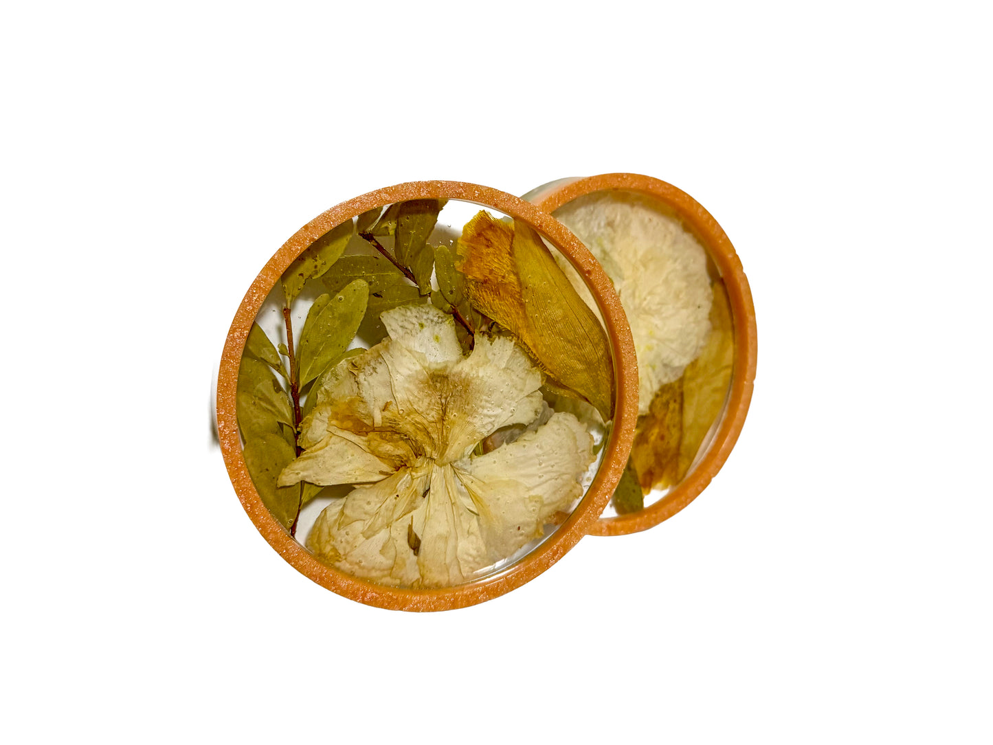 Set of 2 Handmade Floral Resin Coasters  Real Pressed Flowers & Mica Accents | Botanical Home Décor Canada