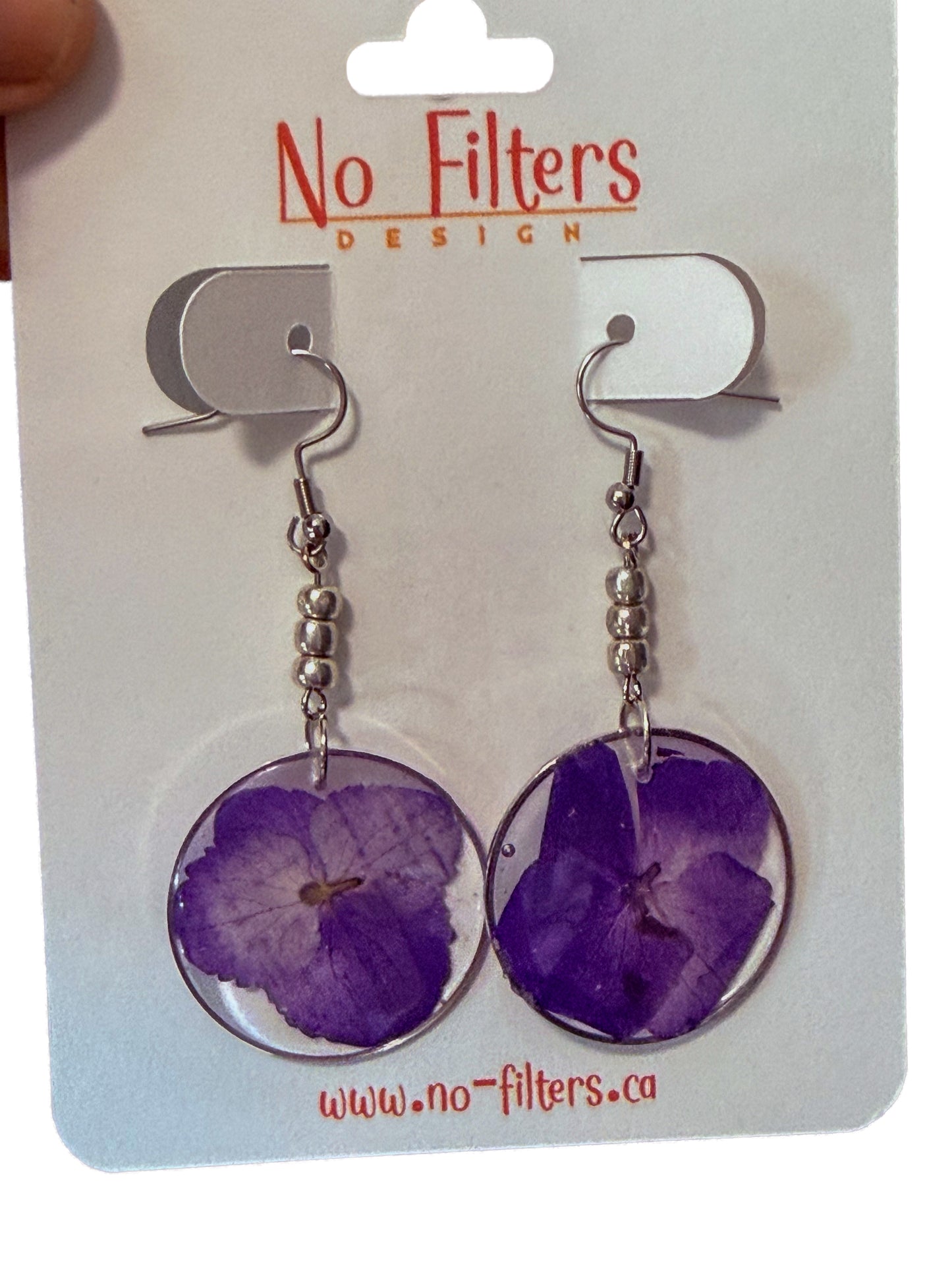 Dried Flower Resin Earrings Made in Canada – Gold or Silver Bezel Floral Earrings – Botanical Jewelry Gift