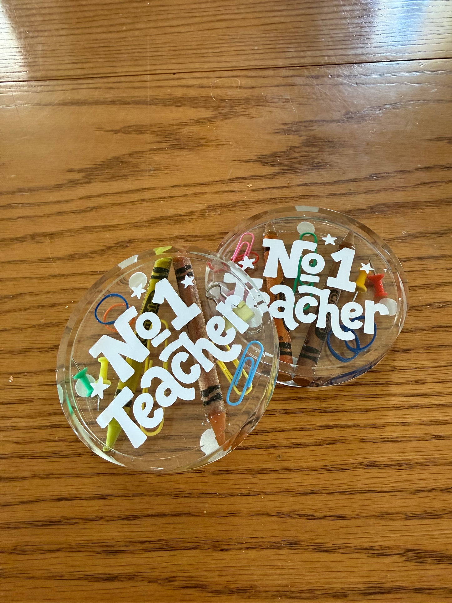 Handmade Teacher-Themed Resin Coasters – Perfect Teacher Gift!