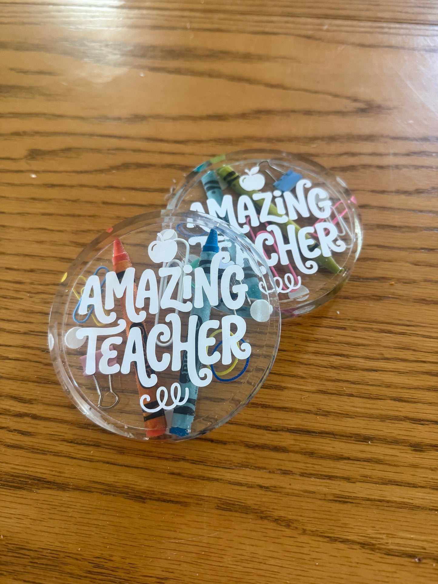 Handmade Teacher-Themed Resin Coasters – Perfect Teacher Gift!