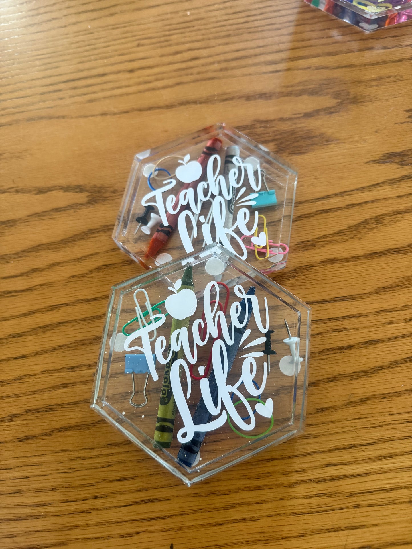 Handmade Teacher-Themed Resin Coasters – Perfect Teacher Gift!