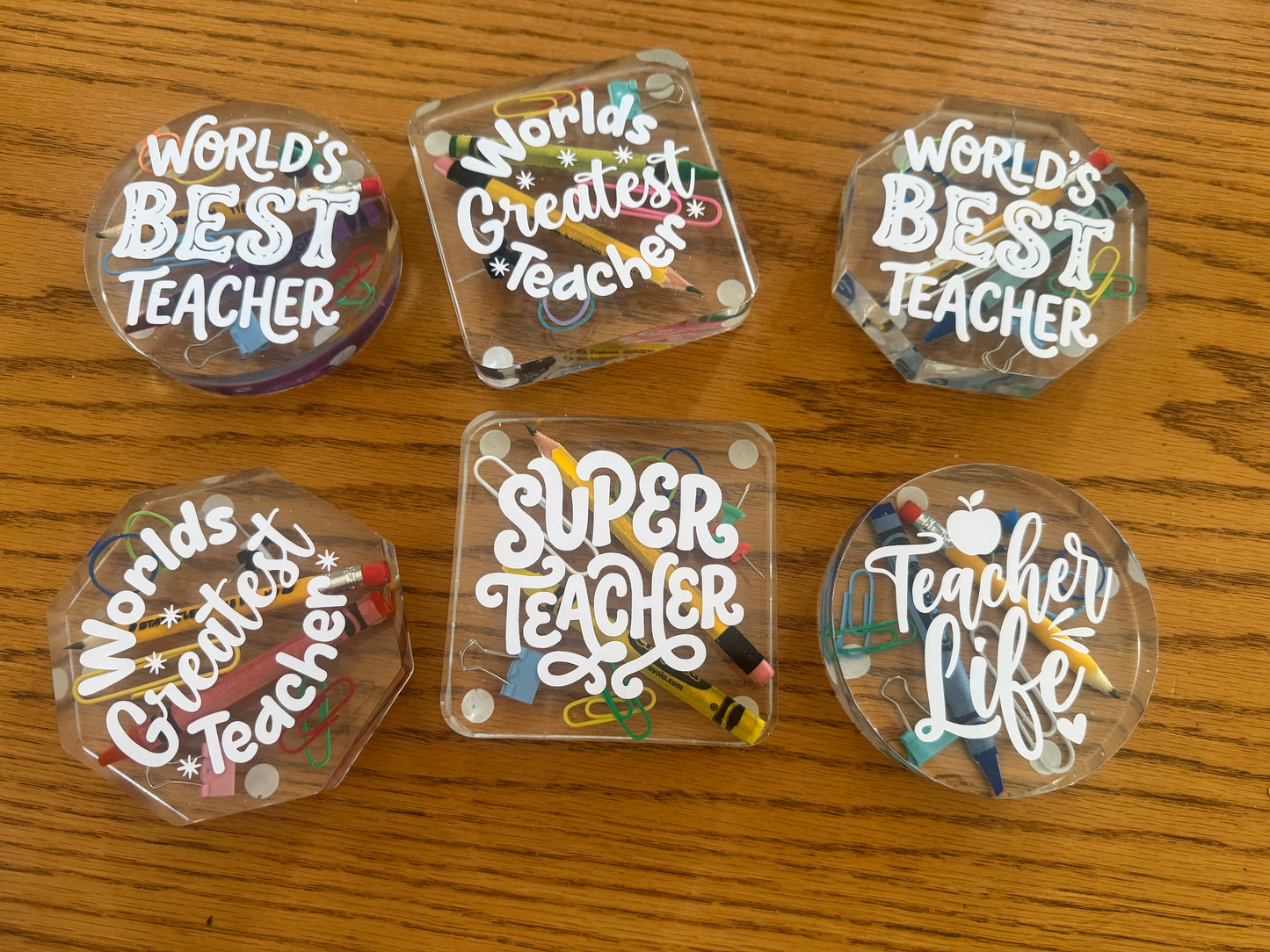 Handmade Teacher-Themed Resin Coasters – Perfect Teacher Gift!
