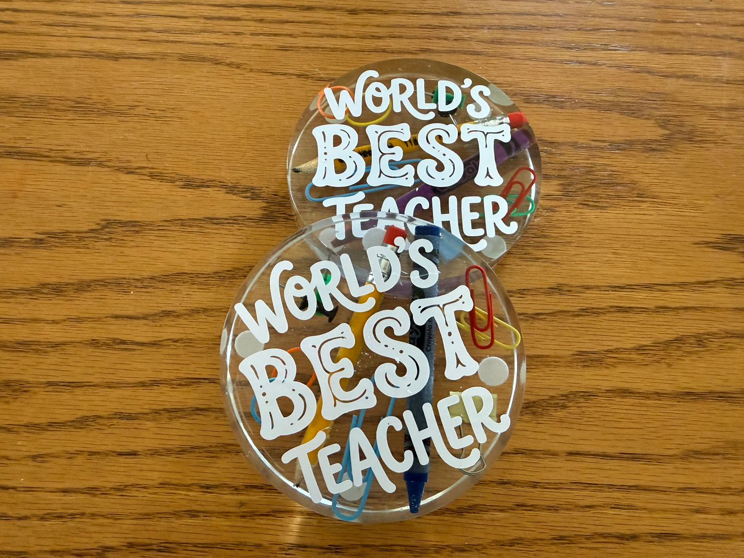 Handmade Teacher-Themed Resin Coasters – Perfect Teacher Gift!