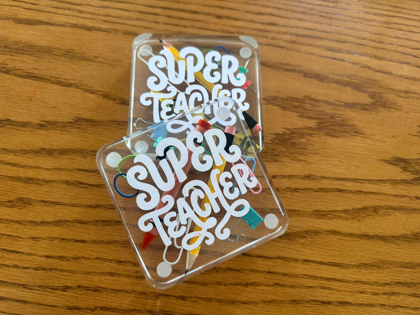 Handmade Teacher-Themed Resin Coasters – Perfect Teacher Gift!