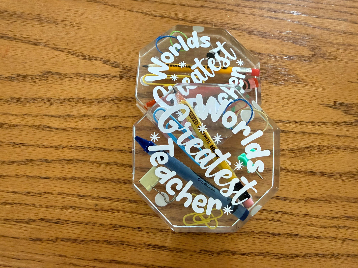 Handmade Teacher-Themed Resin Coasters – Perfect Teacher Gift!