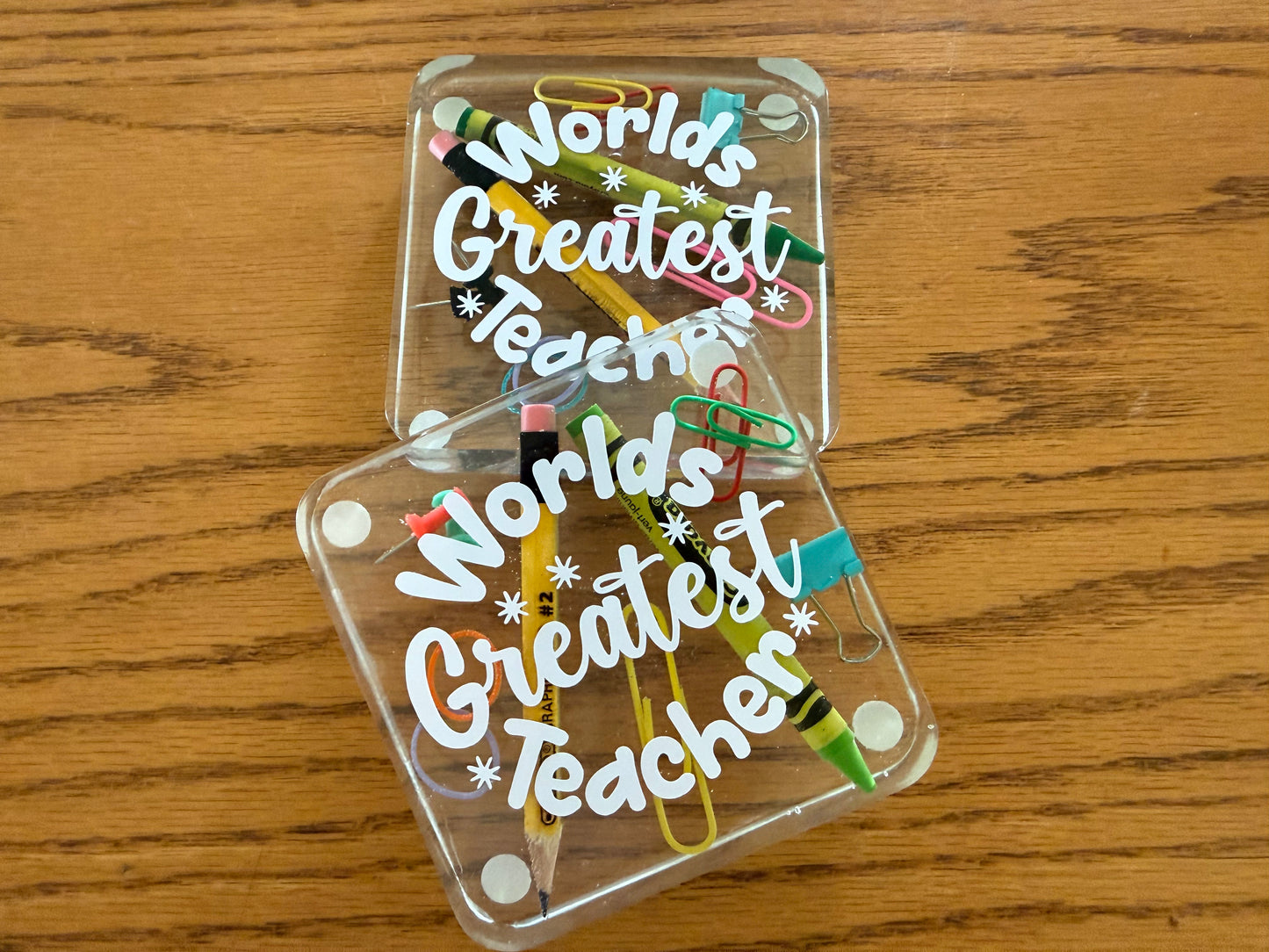 Handmade Teacher-Themed Resin Coasters – Perfect Teacher Gift!