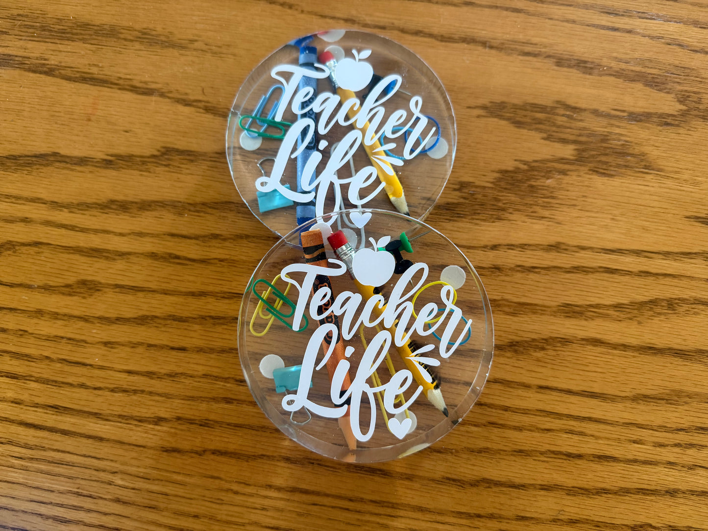 Handmade Teacher-Themed Resin Coasters – Perfect Teacher Gift!