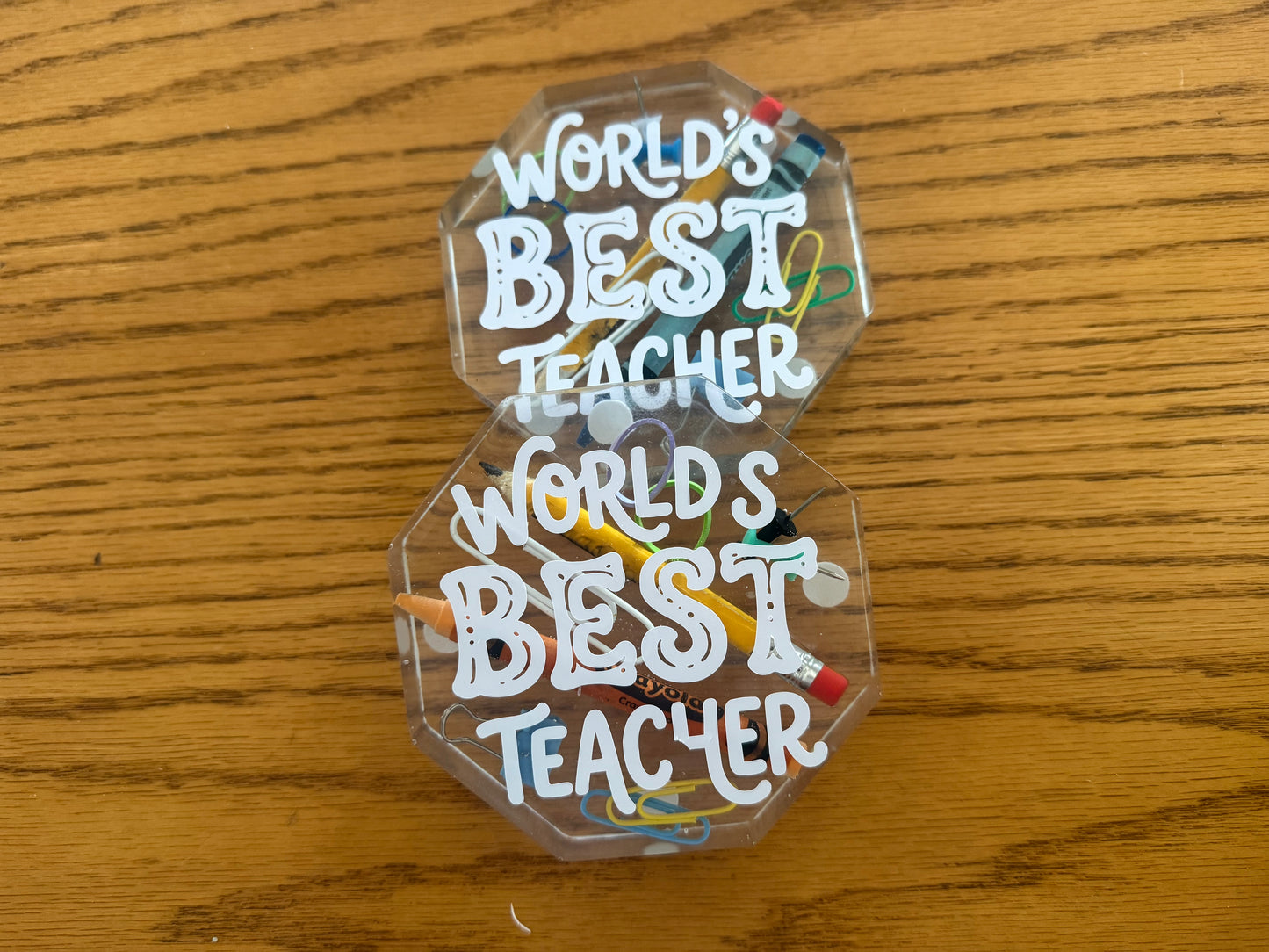Handmade Teacher-Themed Resin Coasters – Perfect Teacher Gift!