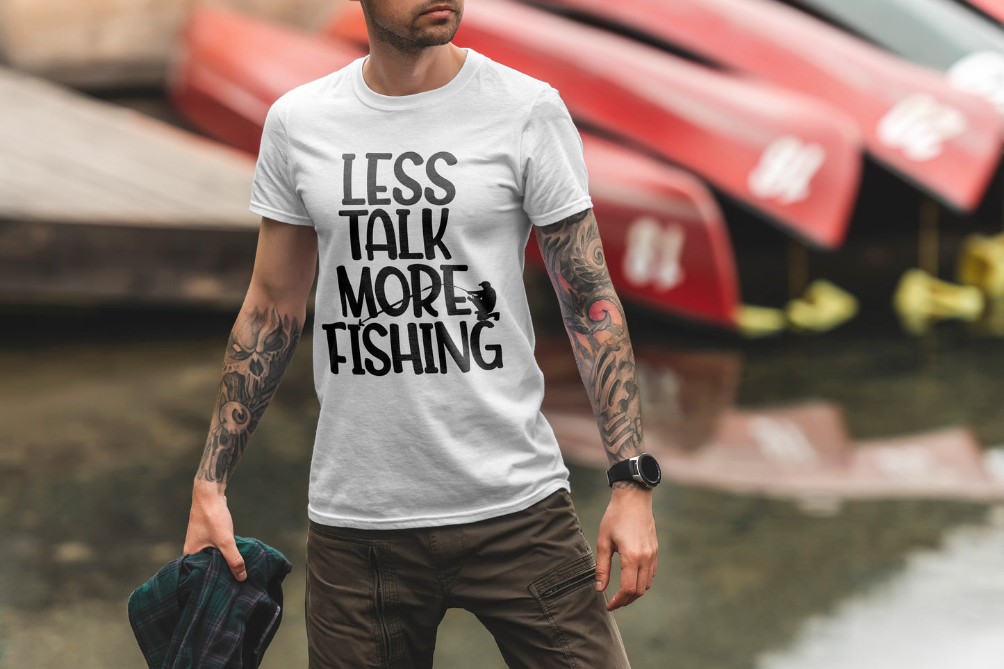 Less Talk More Fishing SVG-Cricut, Silhouette, Sublimation Cut File Canada-Funny Fisherman Quote (Digital Files)