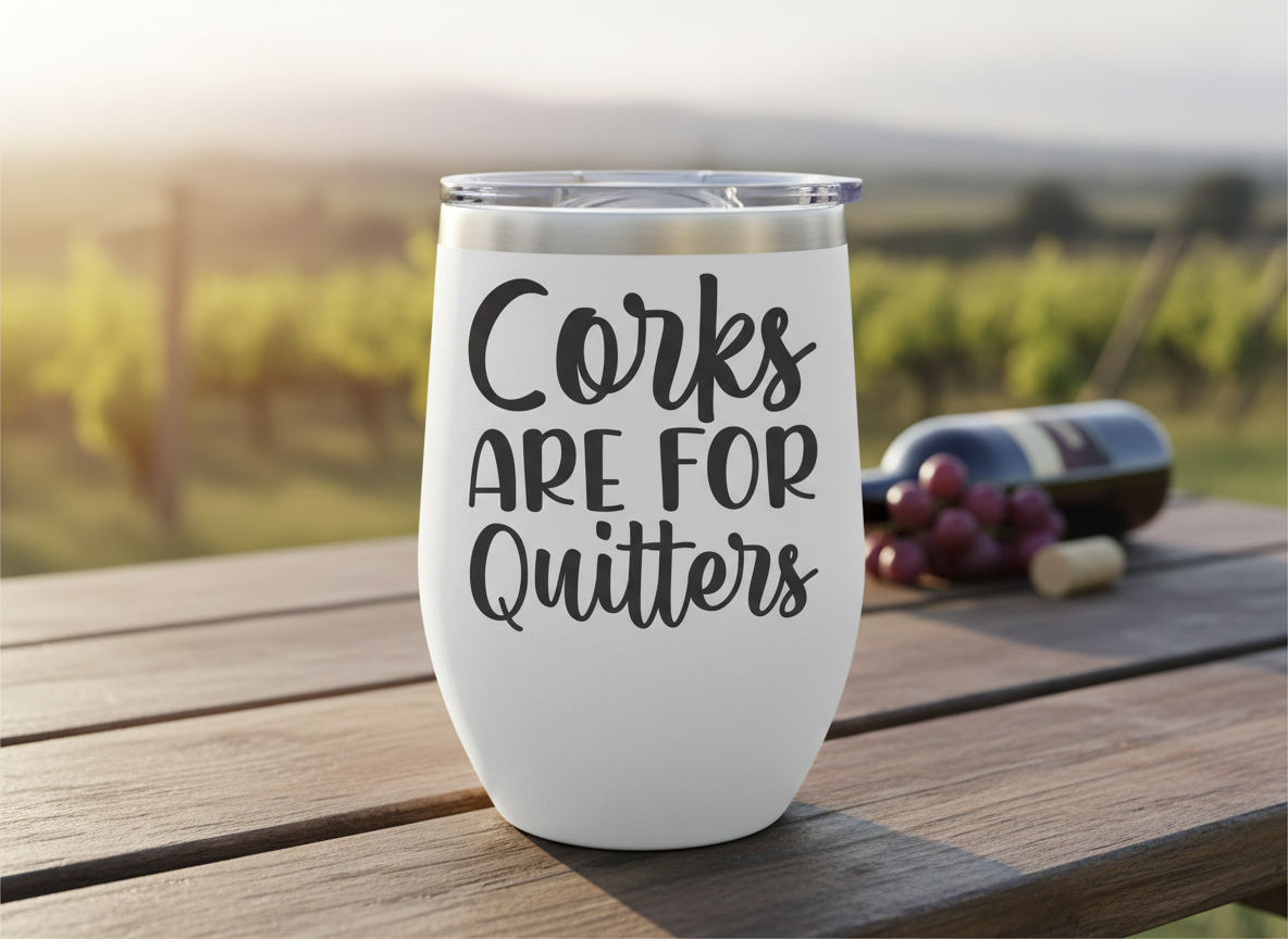 Funny Wine Quote SVG-Cricut, Silhouette, Sublimation Cut File Canada-Corks Are For Quitters Graphic (Digital Download)
