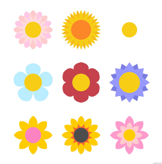 Cartoon Flower Bundle SVG – Cricut, Silhouette & Sublimation Cut File Canada – Cricut, Silhouette & Sublimation Cut File Canada (png, jpg, dfx) (Instant Download)