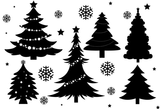 Christmas Tree Silhouettes Bundle | Holiday (svg, png, jpg, dxf)