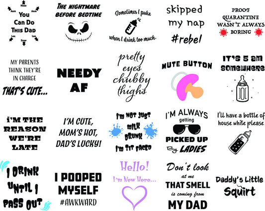 Funny Baby SVG – Cricut, Silhouette & Sublimation Cut File Canada – Cricut, Silhouette & Sublimation Cut File Canada Bundle – Sleep Deprived Milk Drunk Chaos Cute Designs for Cricut & Sublimation | Baby Onesie Cut Files Canada